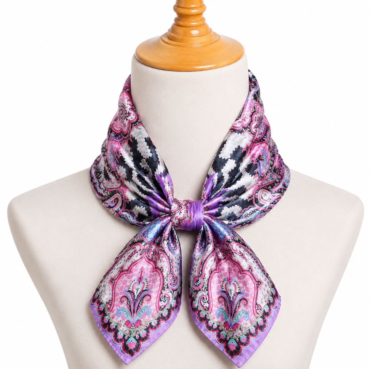 Pink Bohemian Digital Print Silk Foulard